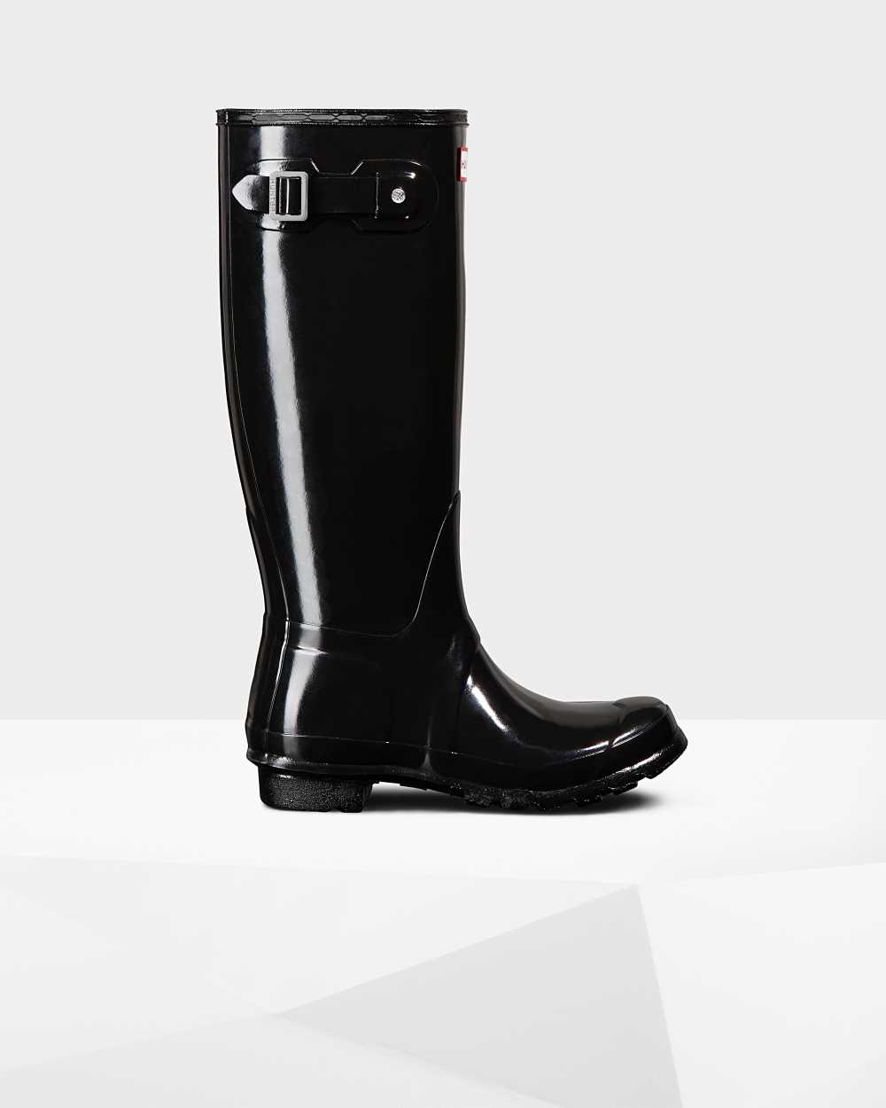 Bottes Hautes En Caoutchouc Hunter Femme - Botte De Pluie Hunter Original Gloss Noir | ZRPC-39051